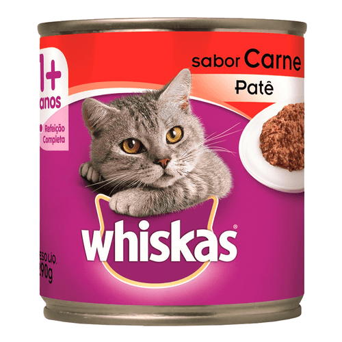 Ração Úmida Whiskas Lata Patê De Carne Para Gatos Adultos - 290 G