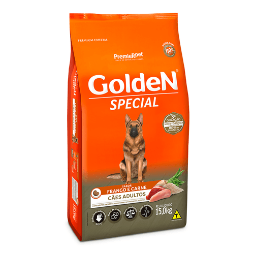 Ração Premier Golden Special Cães Adultos Frango E Carne - 15 Kg
