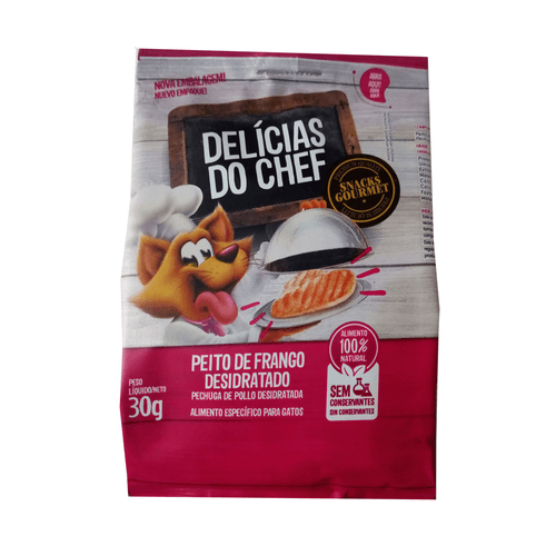 Snack Petitos Delicias Do Chef Sabor Filé De Frango Para Gatos - 30 G