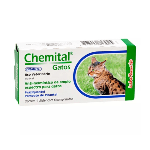 Vermífugo Chemitec Chemital para Gatos - 4 comprimidos