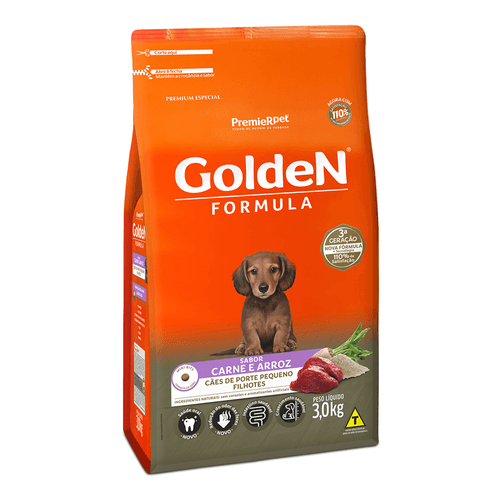 Ração Golden Formula Carne E Arroz Para Cães Filhotes De Raças Pequenas - 10.1 Kg