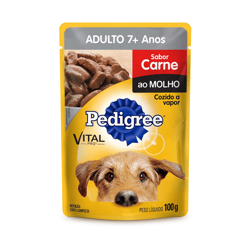 Ração Úmida Pedigree Sachê Carne Ao Molho Para Cães Sênior 7 Anos - 100 G